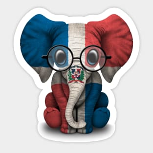 Baby Elephant with Glasses and Dominican Flag Sticker